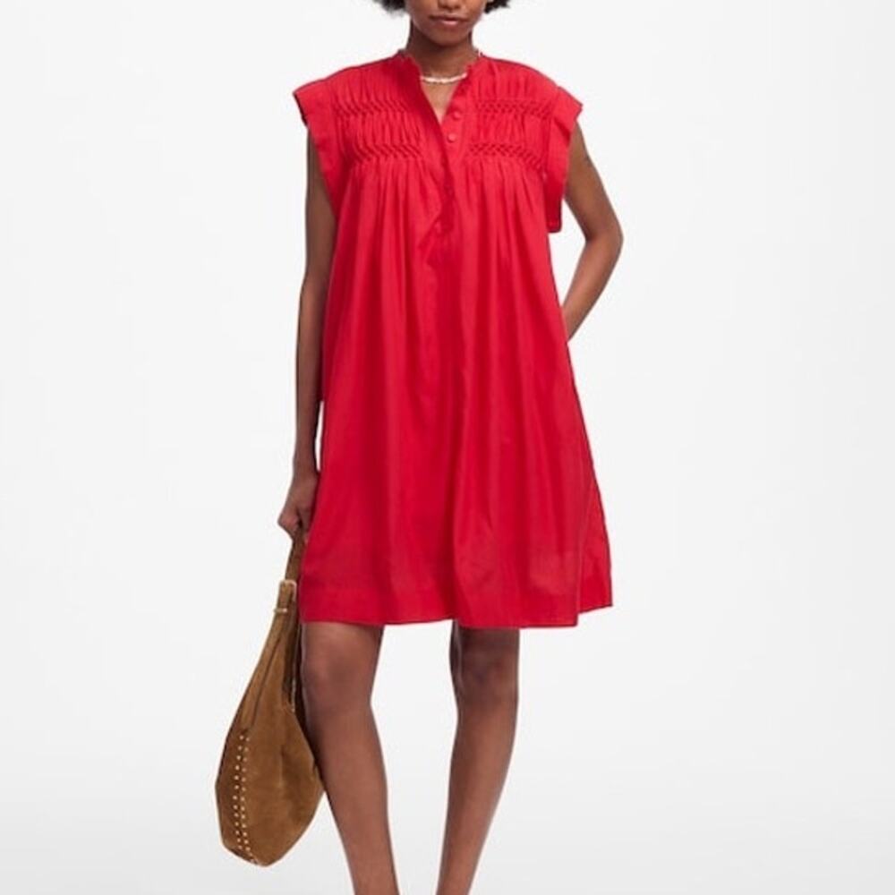 Madewell Embroidered Pleated Mini Dress Watermelon Size XXS NWT